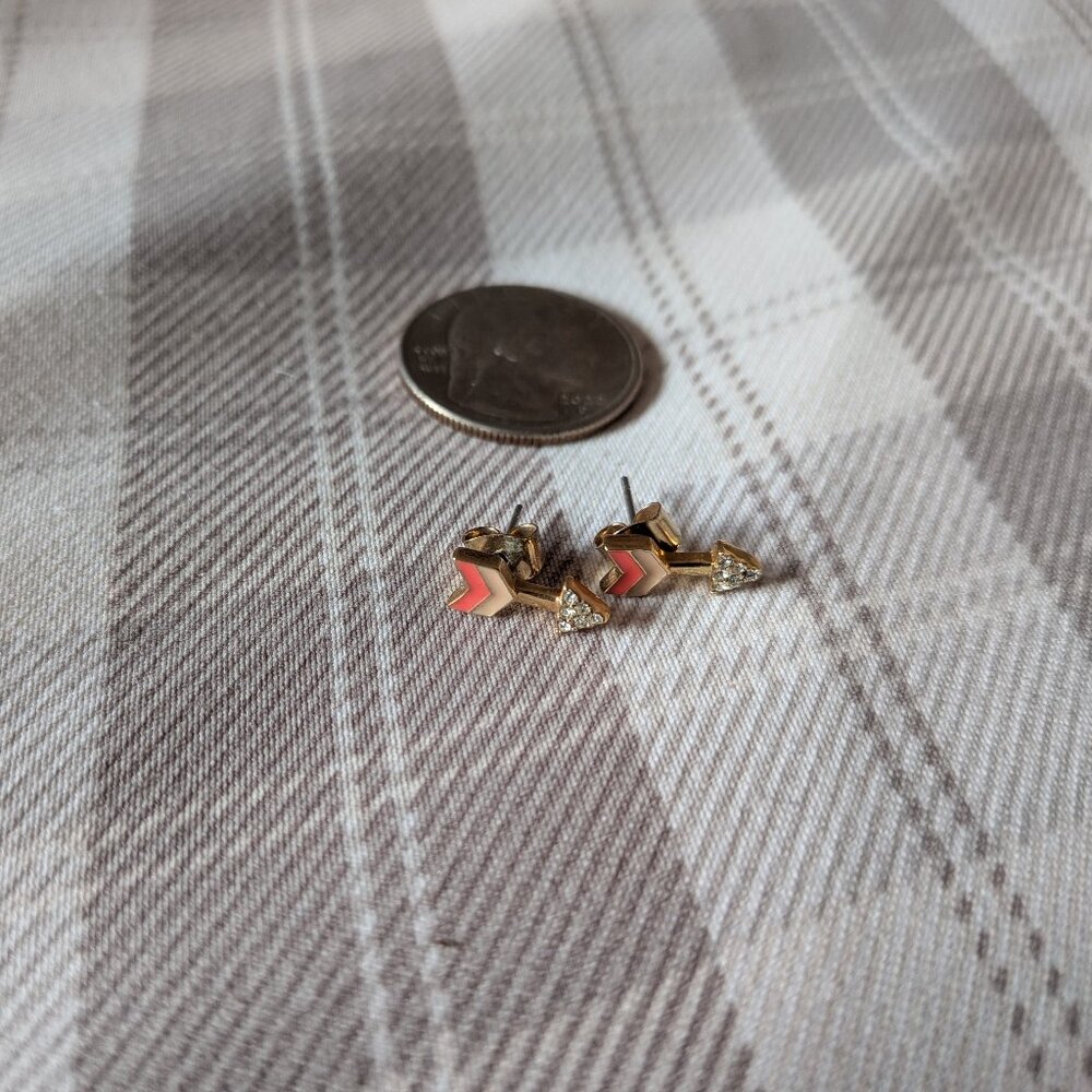 Lightly Used Pink and Gold Arrow Stud Earrings